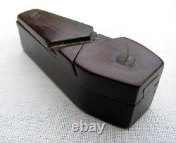 ANTIQUE FOLK ART HAND CARVED WOODEN COFFIN PUZZLE SNUFF BOX MID 1800's