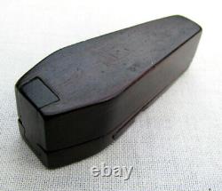 ANTIQUE FOLK ART HAND CARVED WOODEN COFFIN PUZZLE SNUFF BOX MID 1800's