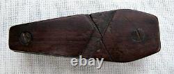 ANTIQUE FOLK ART HAND CARVED WOODEN COFFIN PUZZLE SNUFF BOX MID 1800's