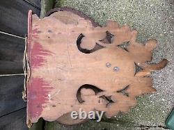 ANTIQUE German Black Forest DEER WALL BRACKET hand carved wood shelf folk art