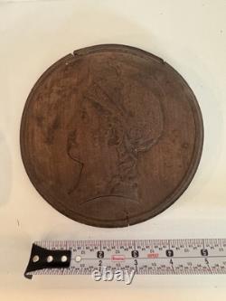 ANTIQUE HAND CARVED FOLK ART WOOD PLAQUE Some Imperfections In Wood. See Pics