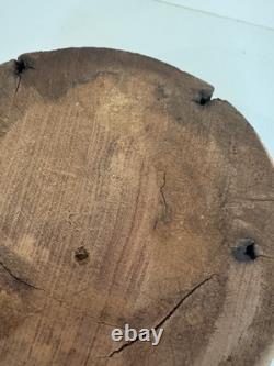 ANTIQUE HAND CARVED FOLK ART WOOD PLAQUE Some Imperfections In Wood. See Pics