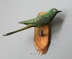 ANTIQUE Hand Painted FOLK ART Carved Wood BIRD