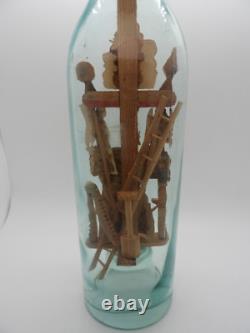 +ANTIQUE+ LARGE Whimsey bottle / folk art / Crucifix / hand carved c1900