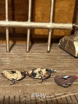 ANTIQUE Miniature FOLK ART ERZGEBIRGE Wood Carved German Bird Chickens Lot 6