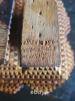 ANTIQUE Tramp Art Folk Art Box Pyramidal Chip Carved Footed Keepsake C. 1900