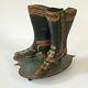 Antique Victorian Wooden Carved Hand Painted Folk Art Ladies Boots. C1800's