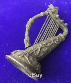 ANTIQUE Vintage Victorian Irish Bog Oak Hand Carved Folk Art Musical Harp Figure