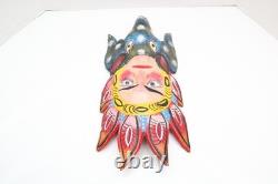 ATQ MEXICAN GUERRERO FOLK ART CARVED WOOD Double Face Animal VTG DANCE MASK 16
