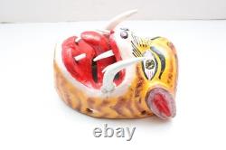 ATQ MEXICAN GUERRERO FOLK ART CARVED WOOD Leopard Cheetah VTG DANCE MASK W TEETH