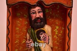 ATQ MEXICAN Guerrero FOLK ART WOOD Carved Catholic Jesus Figure Statue Saint VTG