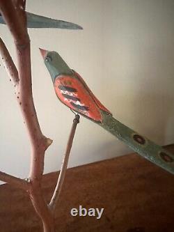 A Folk Art Carved Bird Tree by Dan Strawser 1991