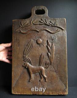 A Large, Heavy Georgian Folk Art Carved Oak Chopping Board