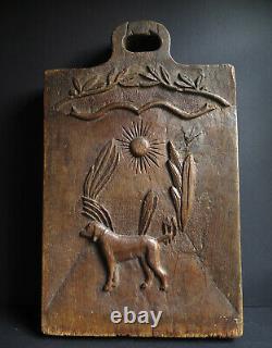 A Large, Heavy Georgian Folk Art Carved Oak Chopping Board