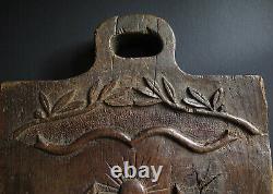 A Large, Heavy Georgian Folk Art Carved Oak Chopping Board