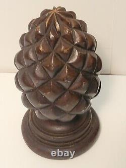 A Lovely Pair of 19th Century Folk Art Pineapple Carved Wood Finials