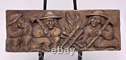 A Wood Hand Carved Plaque Vtg Folk Art 5x14 Andrzej Glód b. 1959 Paszyn Poland