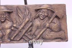 A Wood Hand Carved Plaque Vtg Folk Art 5x14 Andrzej Glód b. 1959 Paszyn Poland