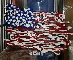 Ab The Flagman American Flag Extra Large Ivens Folk Art Painting Sculpture Wood