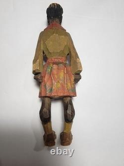 Adrian R. Woodall Hand Carved Wood Female Male Figurines Folk Art Vtg Signed