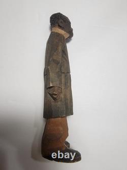 Adrian R. Woodall Hand Carved Wood Female Male Figurines Folk Art Vtg Signed