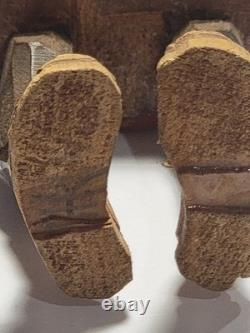 Adrian R. Woodall Hand Carved Wood Female Male Figurines Folk Art Vtg Signed
