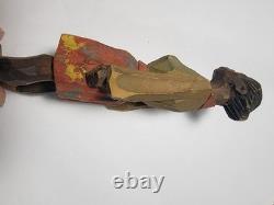 Adrian R. Woodall Hand Carved Wood Female Male Figurines Folk Art Vtg Signed
