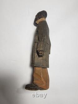 Adrian R. Woodall Hand Carved Wood Female Male Figurines Folk Art Vtg Signed