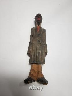 Adrian R. Woodall Hand Carved Wood Female Male Figurines Folk Art Vtg Signed
