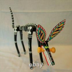 Adrian Xuana Oaxacan Wood Carving Unusual Skeleton Dog Vintage Rare