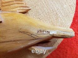 Adrien Arpin Flying Duck Woodcarving St Jean Port Joli Folk Art Canada MCM