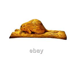 Adrien Arpin Folk Art Beaver Wood Carving Quebec