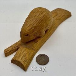 Adrien Arpin Folk Art Beaver Wood Carving Quebec