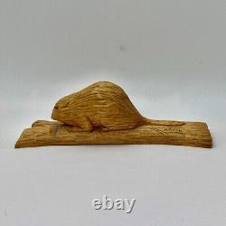 Adrien Arpin Folk Art Beaver Wood Carving Quebec