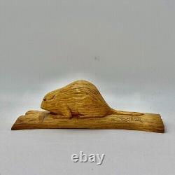 Adrien Arpin Folk Art Beaver Wood Carving Quebec