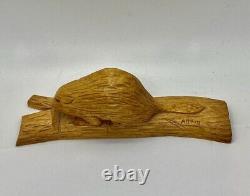 Adrien Arpin Folk Art Beaver Wood Carving Quebec