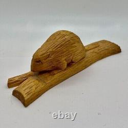 Adrien Arpin Folk Art Beaver Wood Carving Quebec