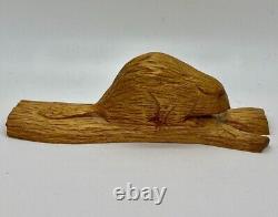 Adrien Arpin Folk Art Beaver Wood Carving Quebec