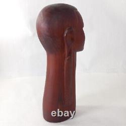 African Folk Art Carved Wood Head Bust Statue 3pc Set 10 ISAKA Artist Signed