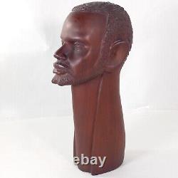 African Folk Art Carved Wood Head Bust Statue 3pc Set 10 ISAKA Artist Signed