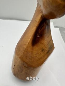 African Folk Art Hand Carved Wooden Bust Statue Totem VTG Unique Solid Wood