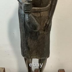African Tribal Woman Wood Sculpture Hand Carved Statue Figurine
