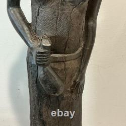 African Tribal Woman Wood Sculpture Hand Carved Statue Figurine