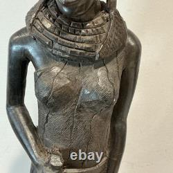 African Tribal Woman Wood Sculpture Hand Carved Statue Figurine