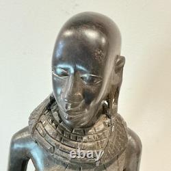 African Tribal Woman Wood Sculpture Hand Carved Statue Figurine