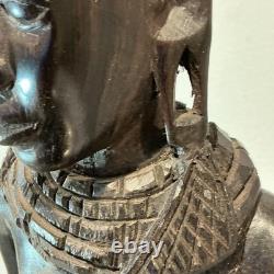 African Tribal Woman Wood Sculpture Hand Carved Statue Figurine