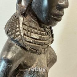 African Tribal Woman Wood Sculpture Hand Carved Statue Figurine