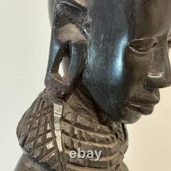 African Tribal Woman Wood Sculpture Hand Carved Statue Figurine