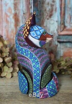 Alebrije Fox Intricately Hand painted Handmade & Carved Mexican Folk Art Oaxaca