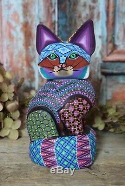 Alebrije Fox Intricately Hand painted Handmade & Carved Mexican Folk Art Oaxaca